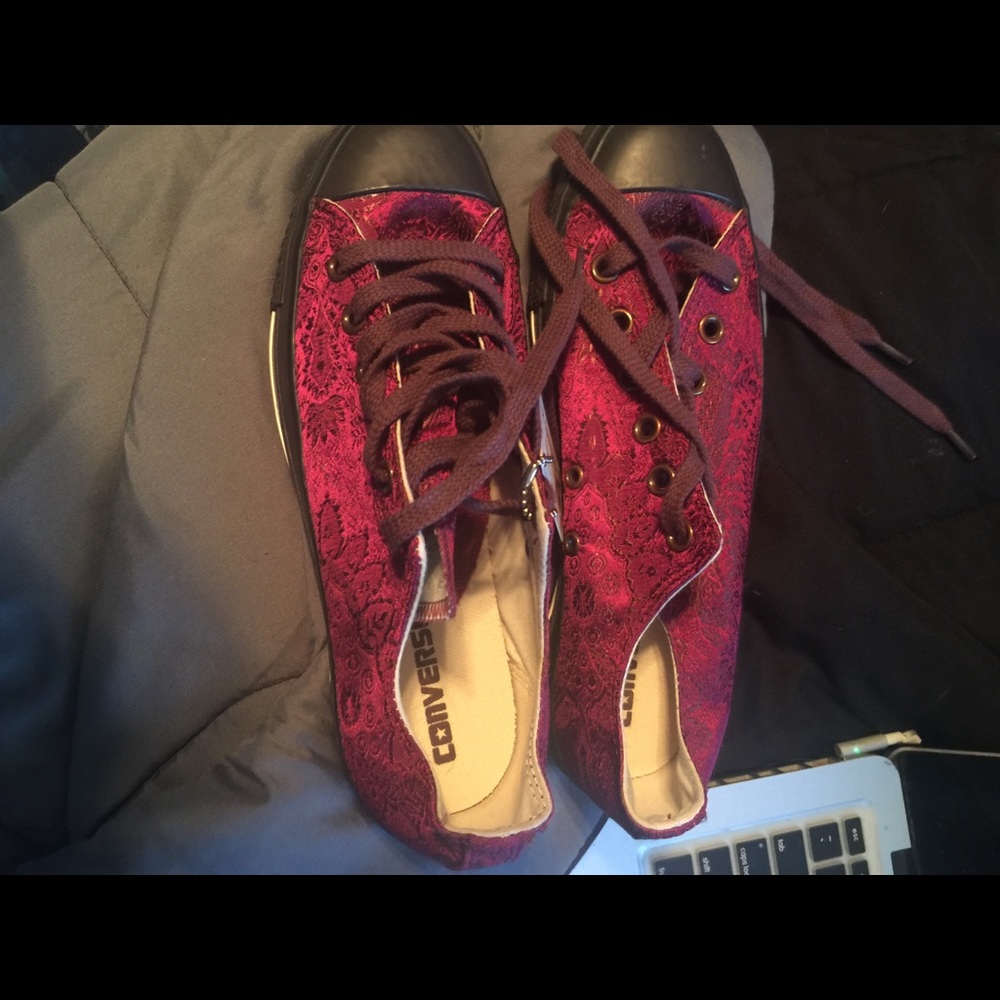 SOLD Rare burgundy brocade converse
